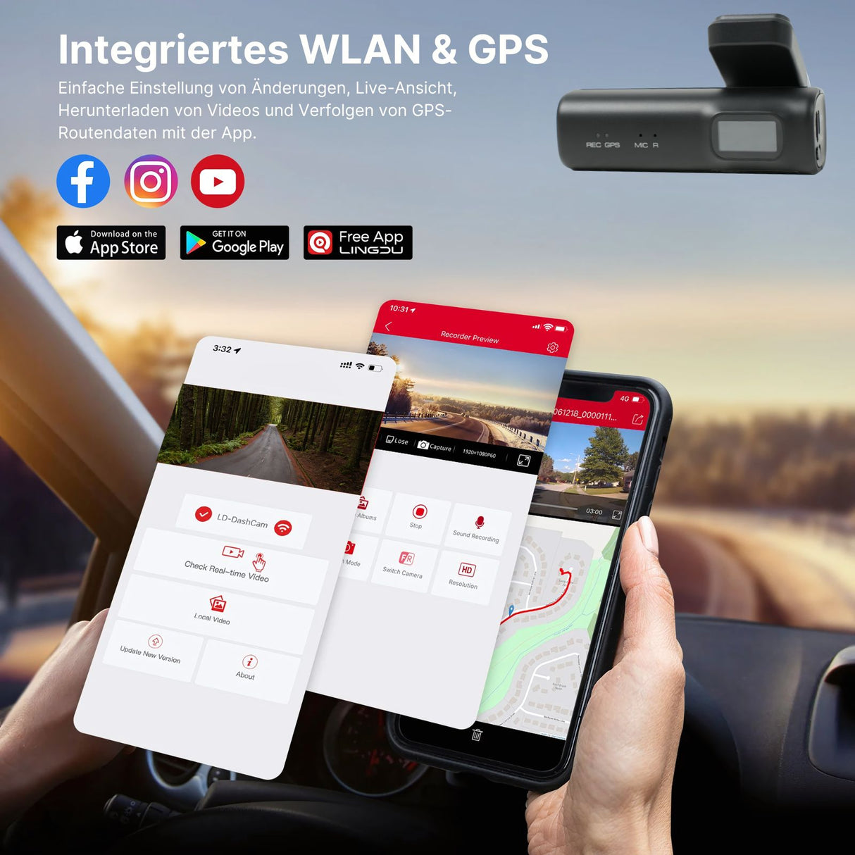 4K WiFi Dual-Dashcam Autofront-Kamera Onboard-Kamera Auto-Überwachung