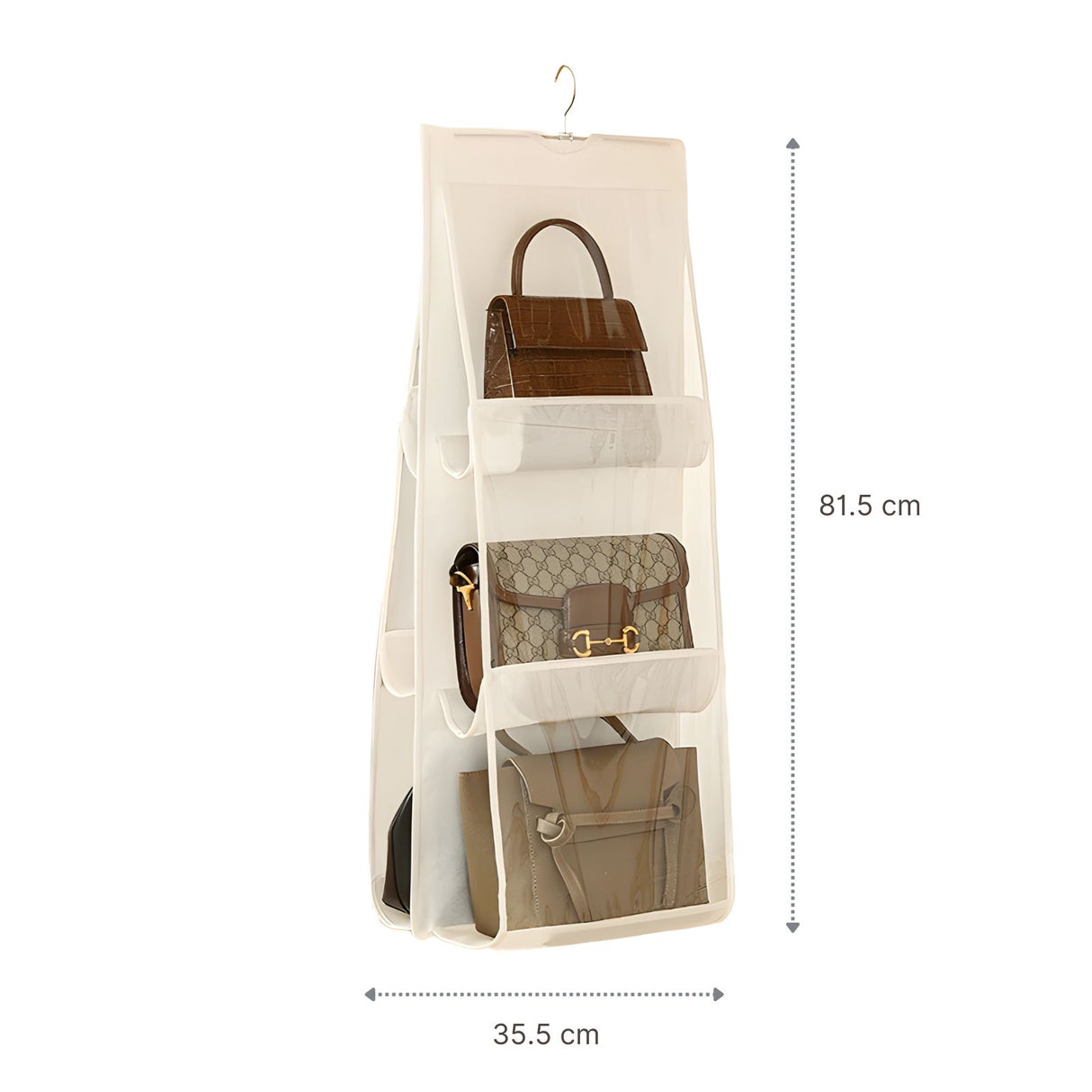 Handtaschen Organizer Hängende Aufbewahrungstasche 6 Fächer Weiss