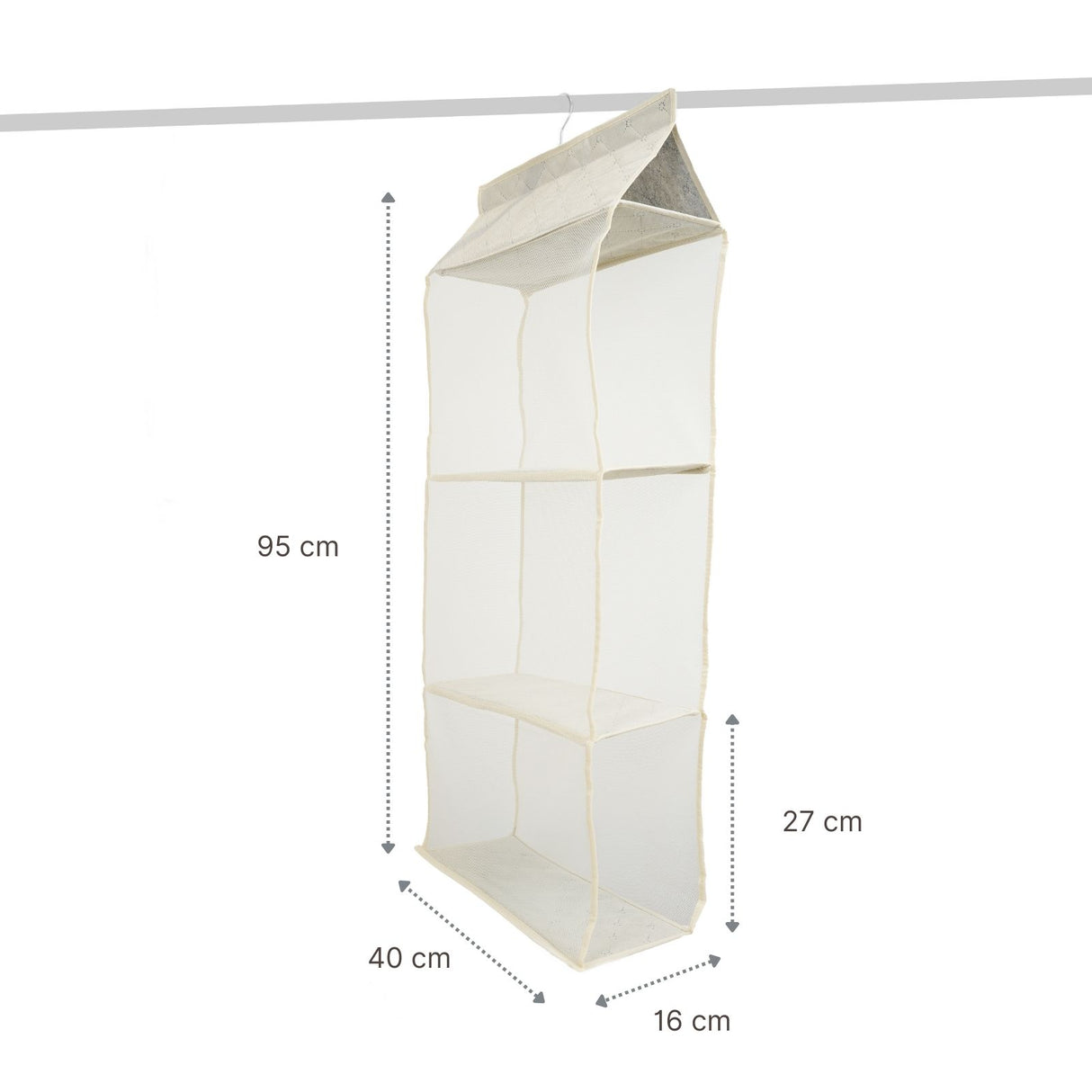 Handtaschen-Organizer zum Aufhängen Hängeaufbewahrung 3 Fächer Beige