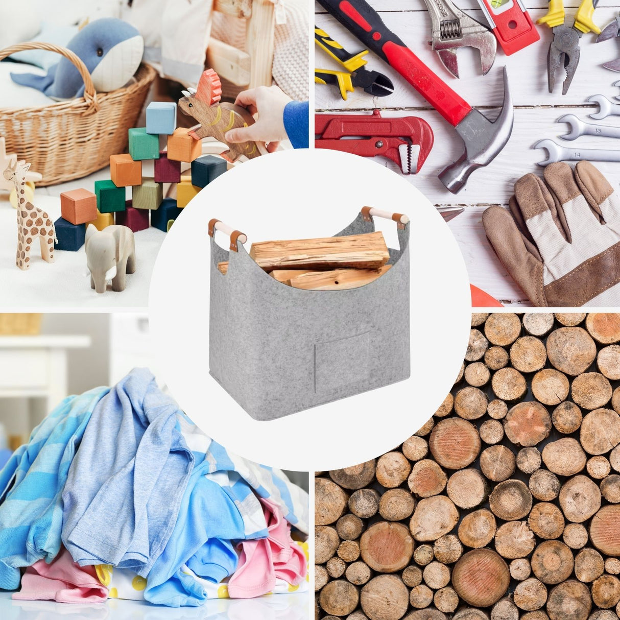 Kaminkorb Filzkorb Holzkorb Brennholz-Tasche Filz-Aufbewahrungskorb