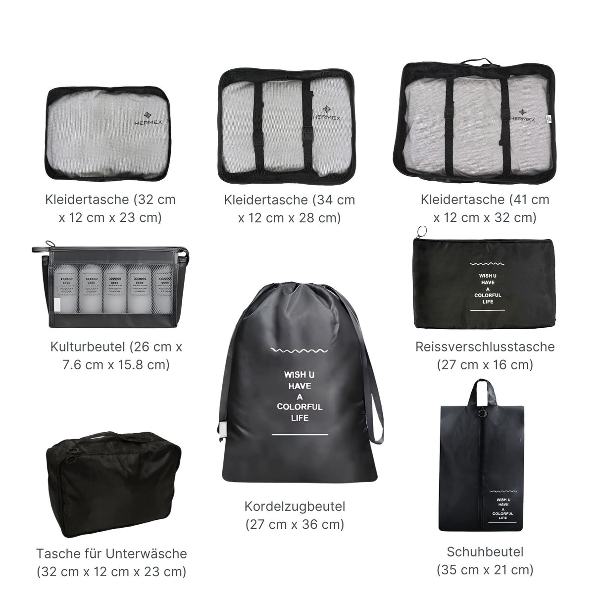 Packsack Koffer-Organizer Reisebeutel Aufbewahrungsbeutel Set