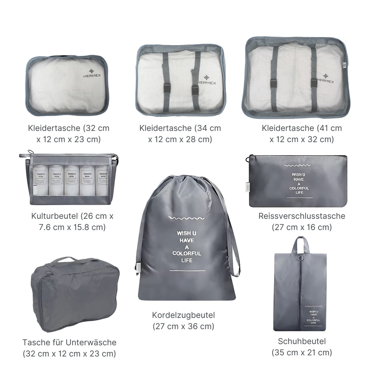 Aufbewahrungsbeutel Reisebeutel Koffer-Organizer Packsack Set