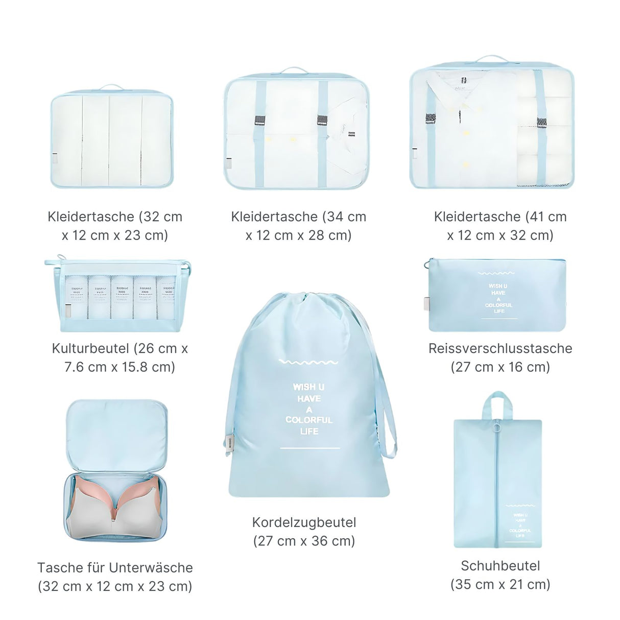 Reisebeutel Koffer-Organizer Packsack Aufbewahrungsbeutel Set