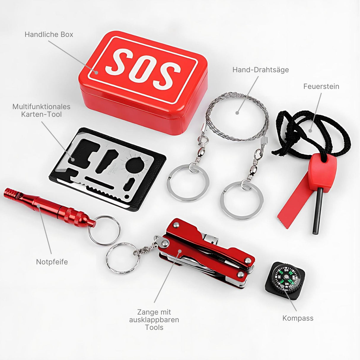 Survival-Kit Multifunktion Camping-Tools Outdoor Notfall Überlebenskit