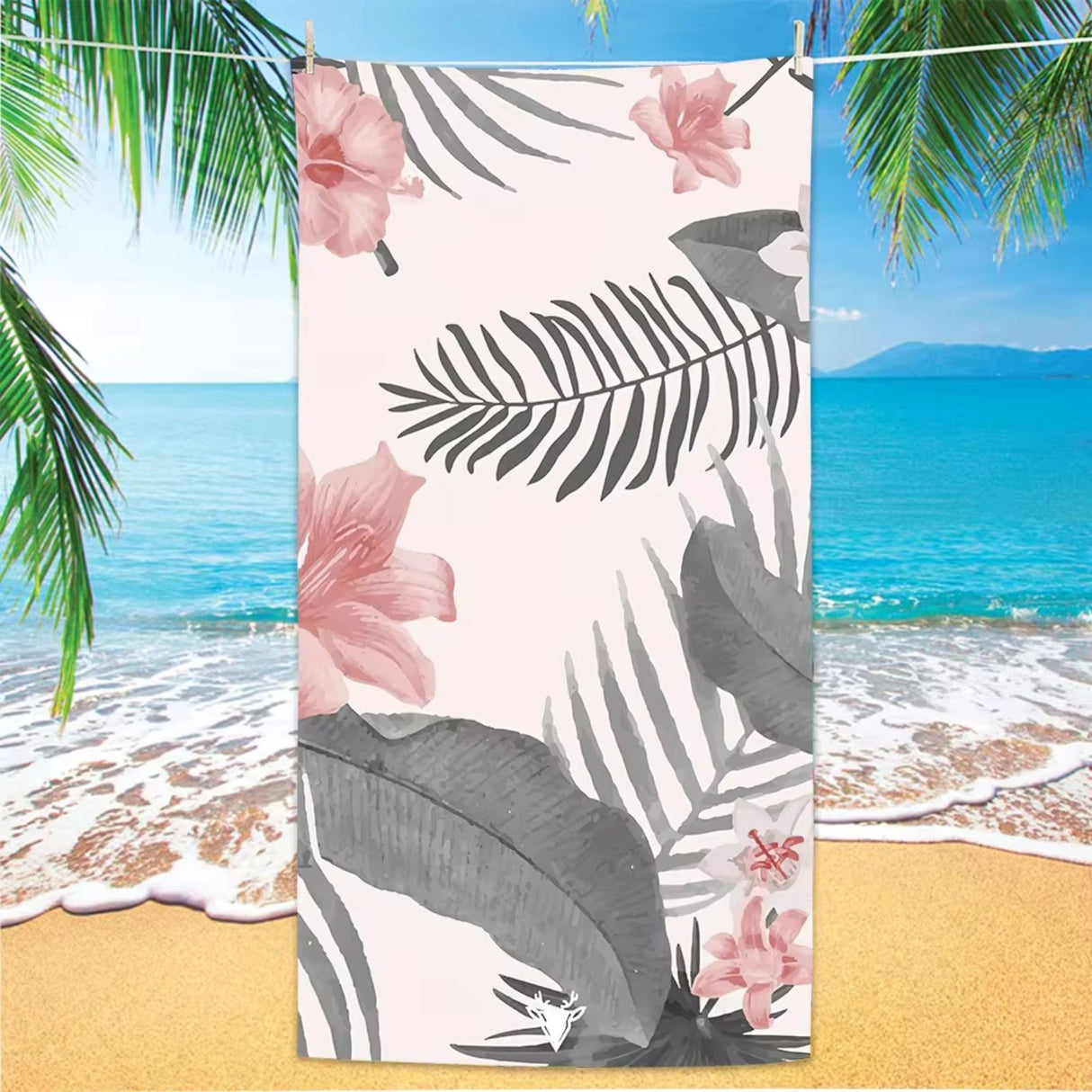 Badetuch tropische Blumen Strandlaken Liegetuch Strandtuch Handtuch