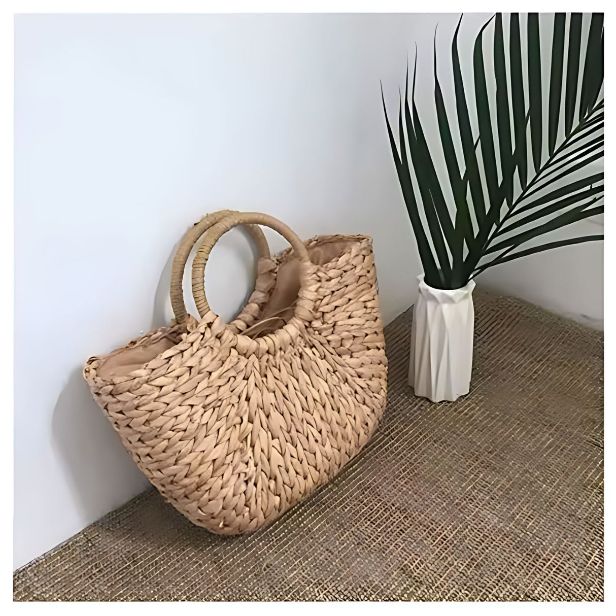 Strandtasche Stroh-Handtasche Halbmond-Tragetasche Beach-Bag