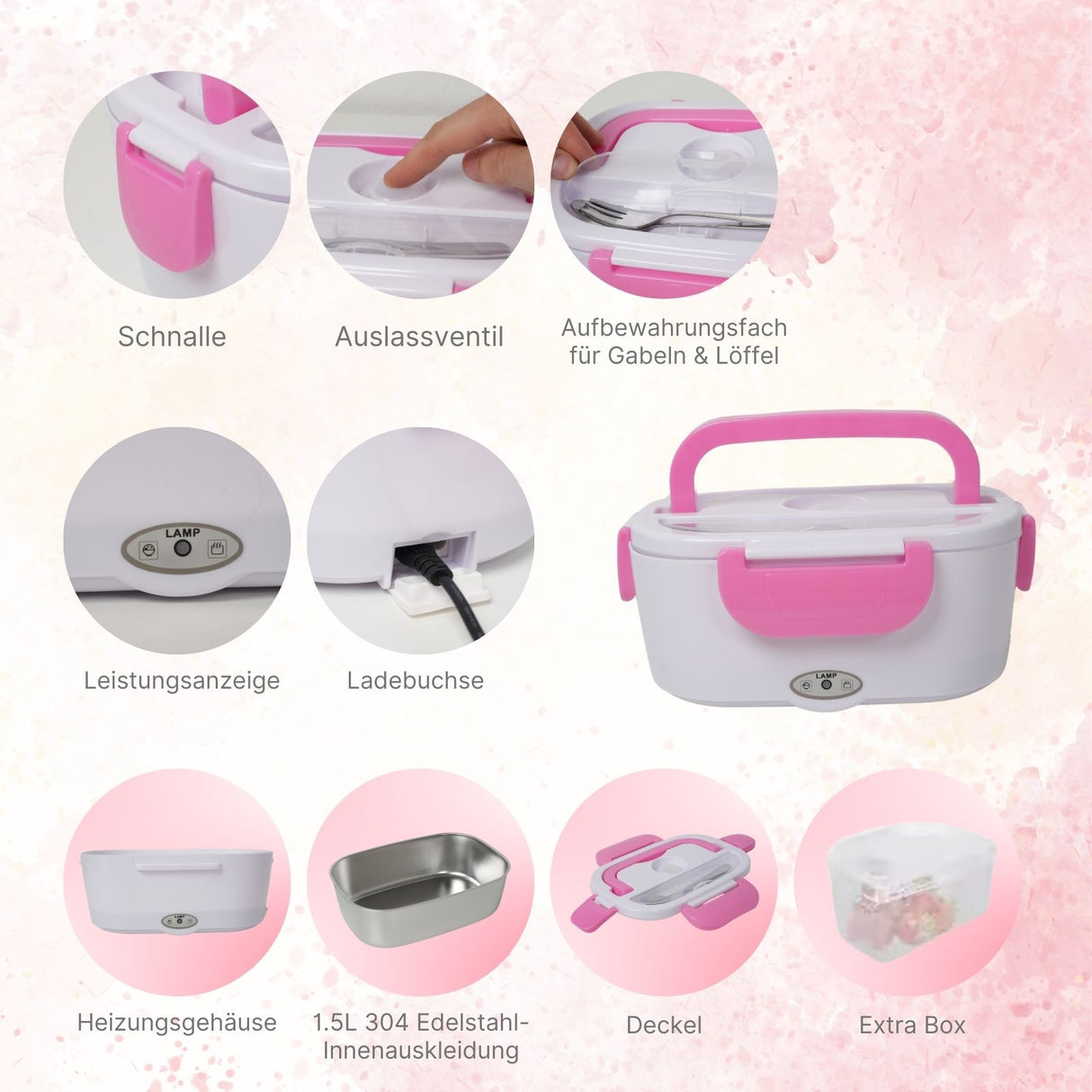 Elektrische Essensbox Lunchbox Brotdose beheizbarer Thermobehälter