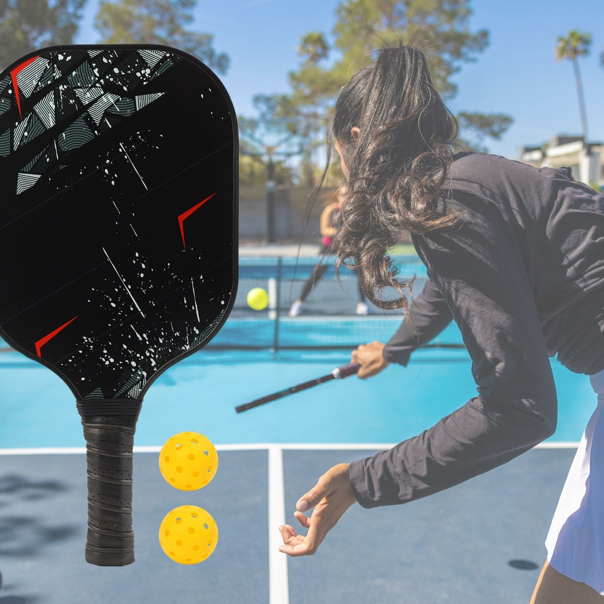 3-tlg. Set Pickleball-Schläger Racketsport-Schläger Padelschläger mit Bällen