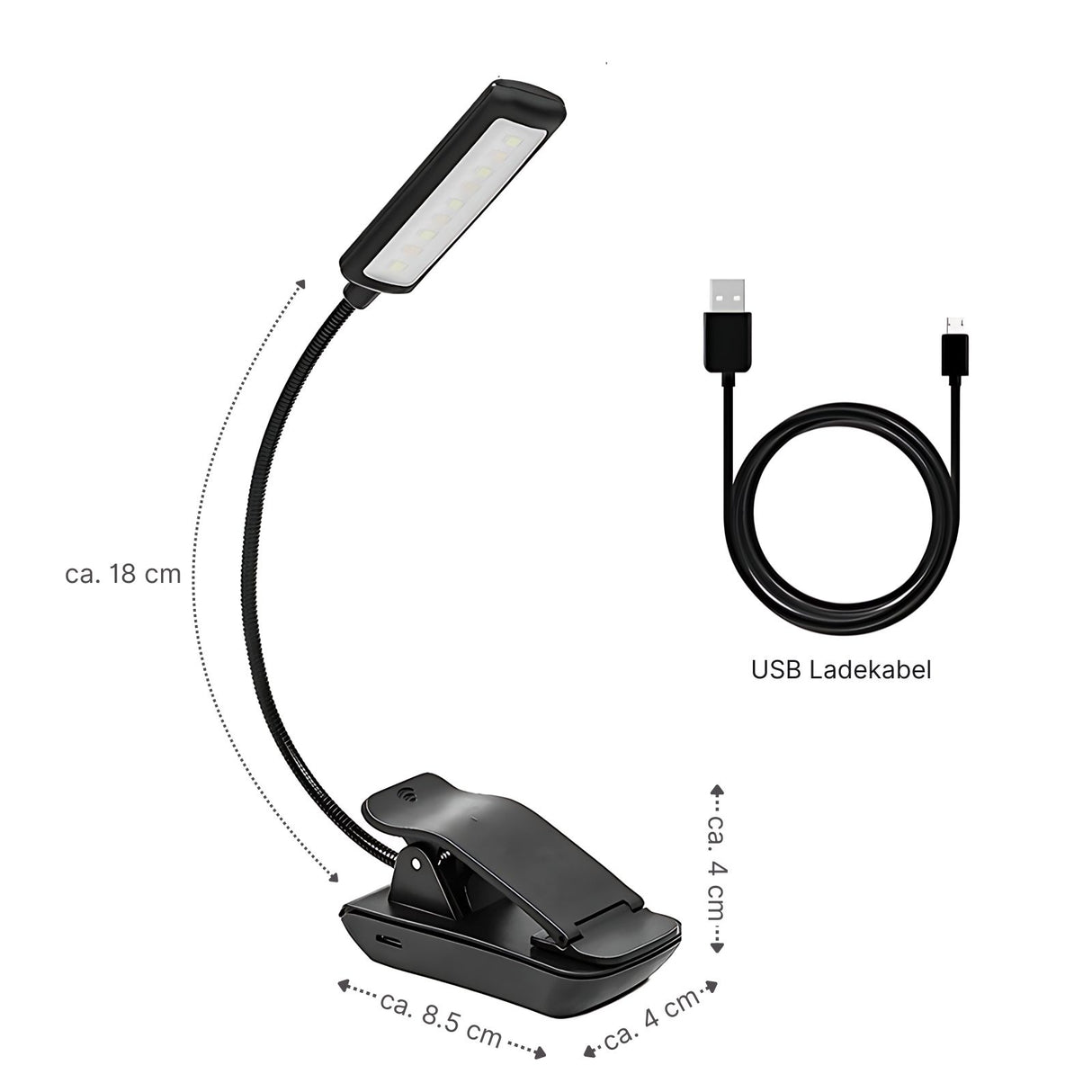 Leselampe LED USB-Leuchte Klemmleuchte Buchlampe Nachttischlampe