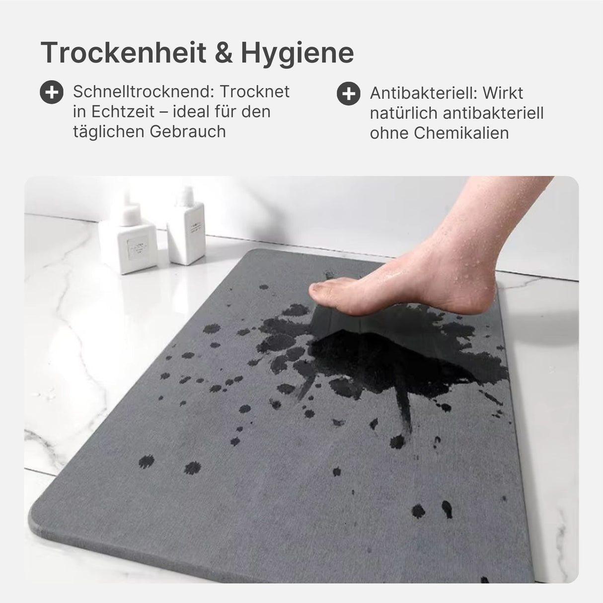 Diatomit-Fussmatte fürs Badezimmer Stein-Badematte Badvorleger Kieselgur-Matte