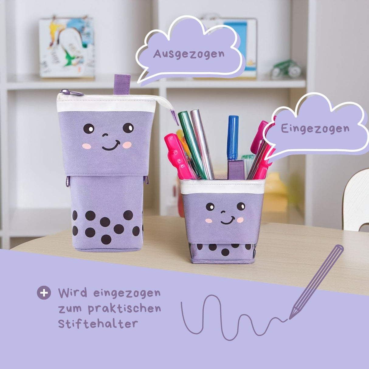 Pop Up-Stiftehalter Stehendes Federmäppchen Verstellbares Schlamperetui