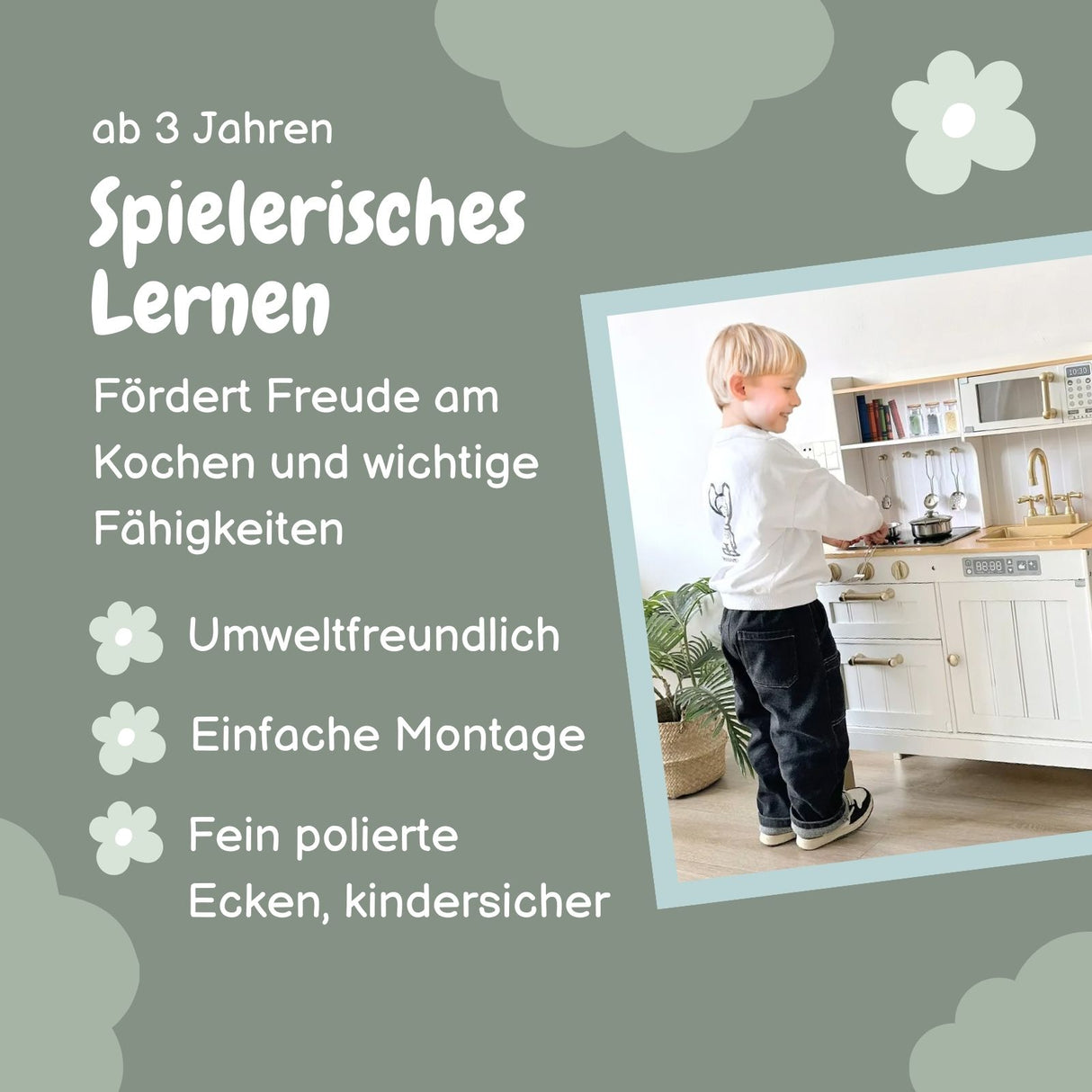 Spielzeugküche aus Holz mit Zubehör Kinderspielzeug Holzspielküche Kinderküche