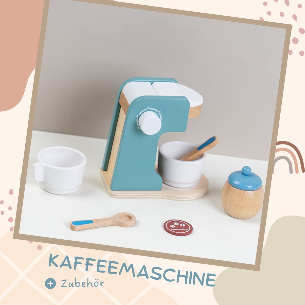 4-teiliges Spielzeug-Küchenmaschinen-Set aus Holz mit Zubehör Küchenspielzeug