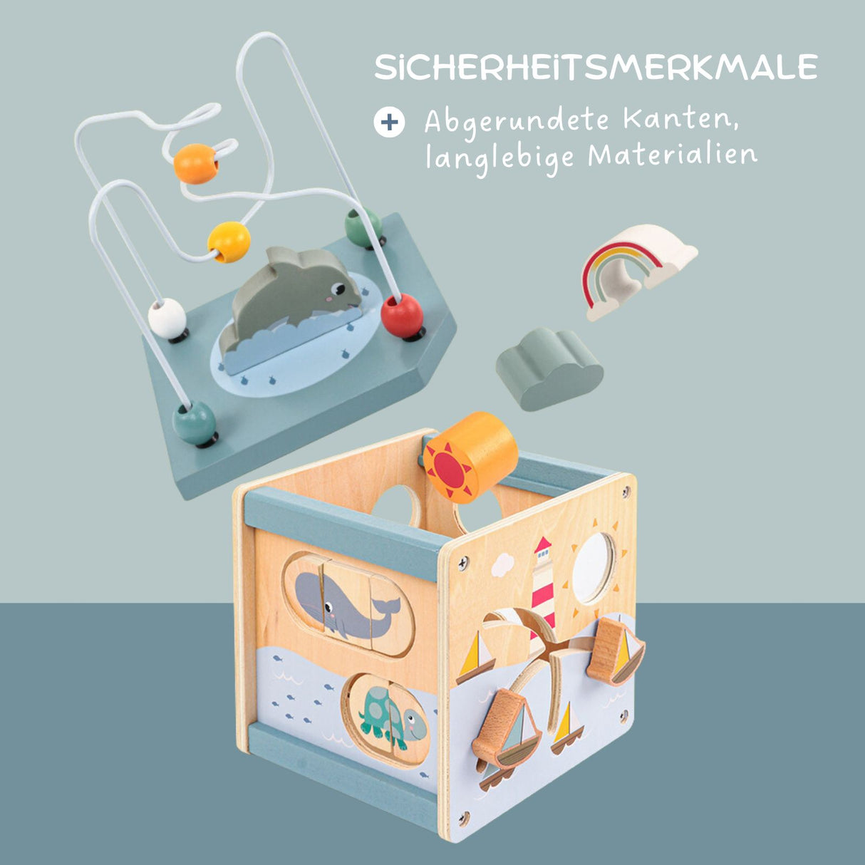 5in1 Aktivitäts-Holzwürfel für Kleinkinder Holzspielzeug pädagogisches Spielzeug
