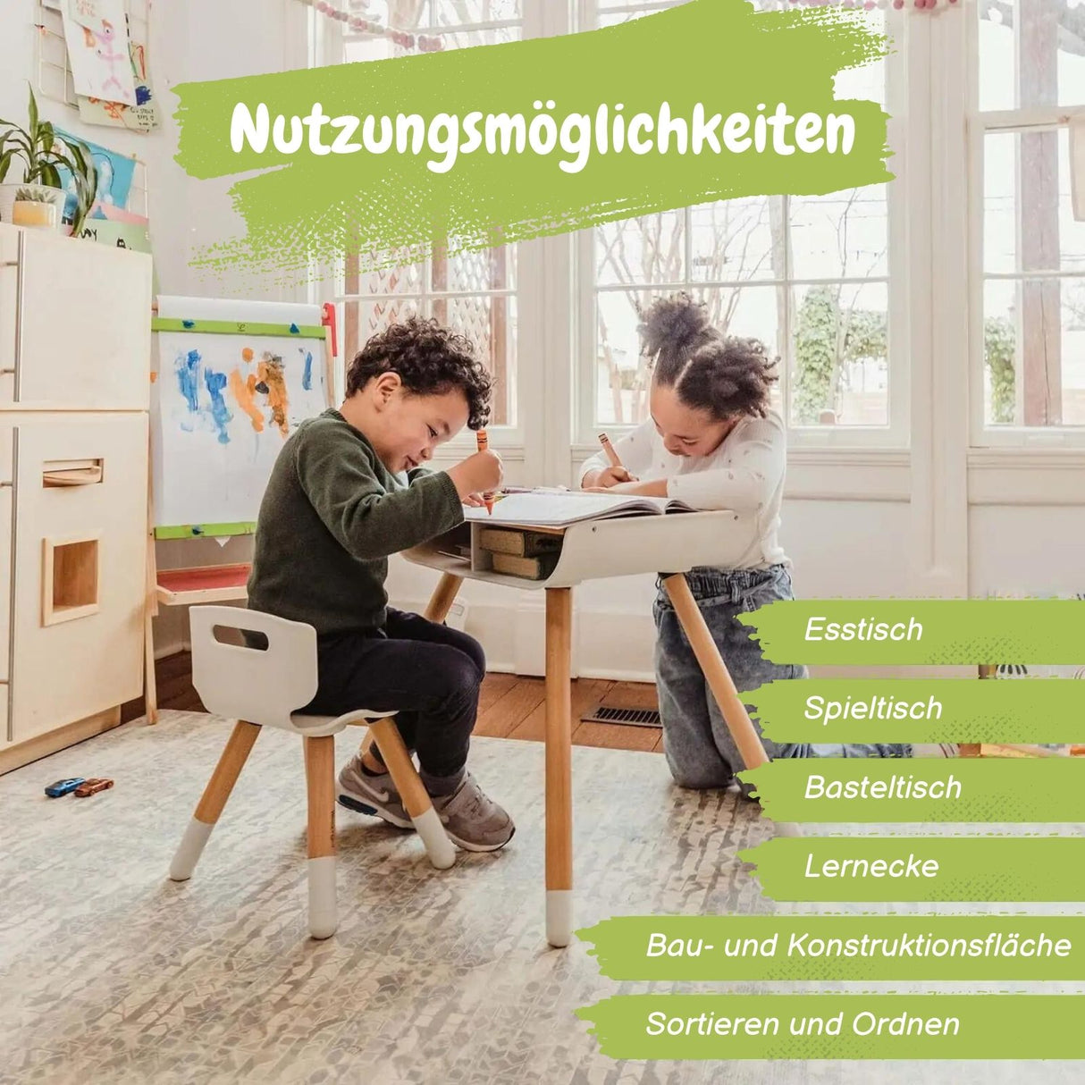 Tisch- und Stuhl-Set aus Holz für Kleinkinder Kinderstuhl Kindertisch