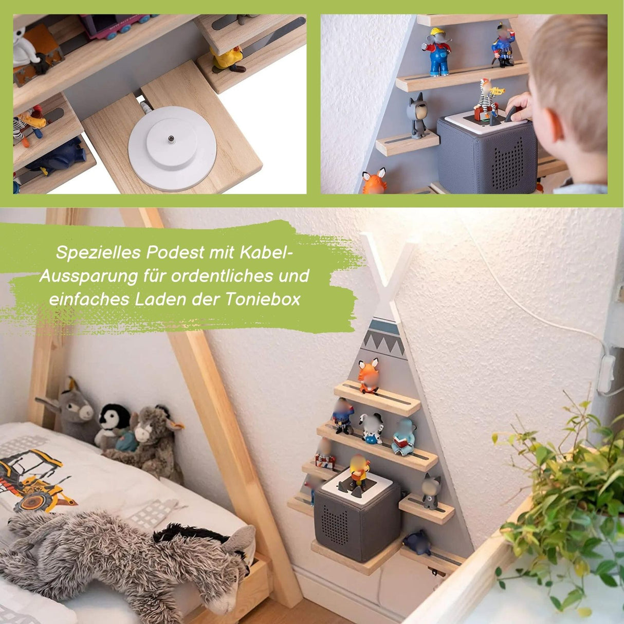 Tipi-Wandregal für Toniebox und Toniefiguren Holzregal Spielzeug-Organizer