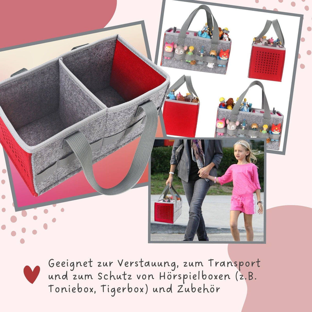 Aufbewahrungstasche für Hörspielbox und Figuren Organizer-Tasche für Hörspiel Rot