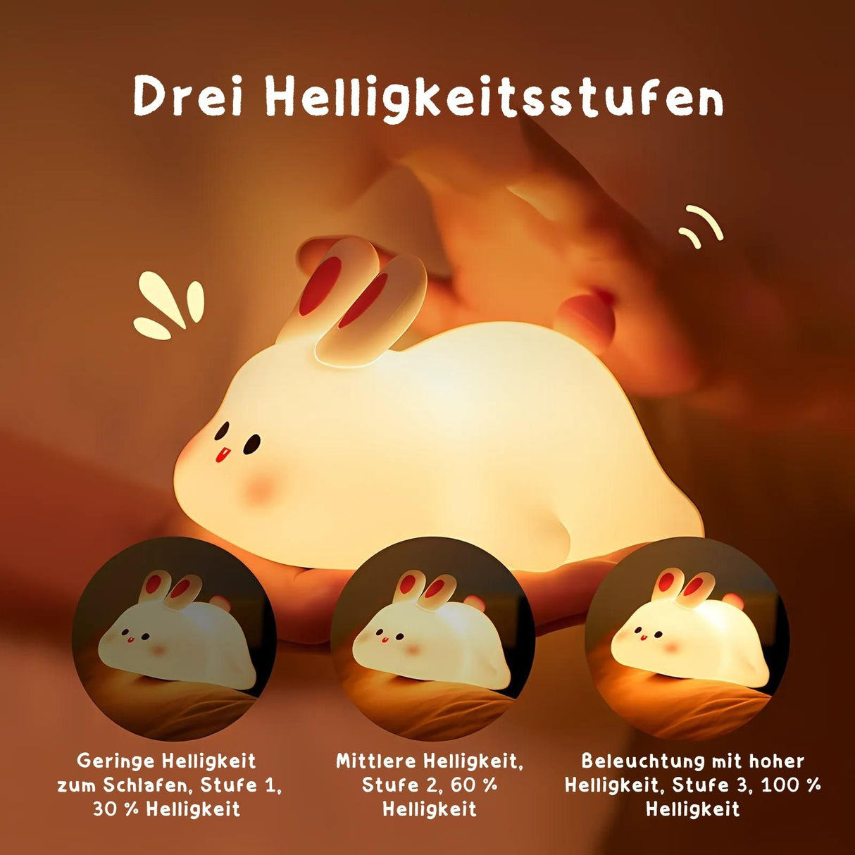 LED-Kaninchen-Nachtlicht Kinder-Nachttischlampe Tischleuchte Lampe Beleuchtung