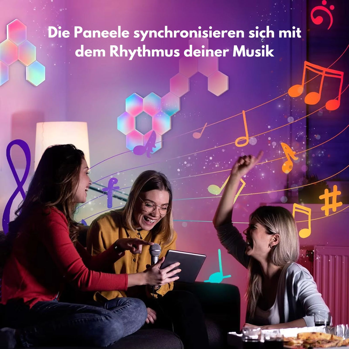 10er Set Smart LED RGBIC Hexagon-Leuchtplatten Lichtpaneele Wandleuchte