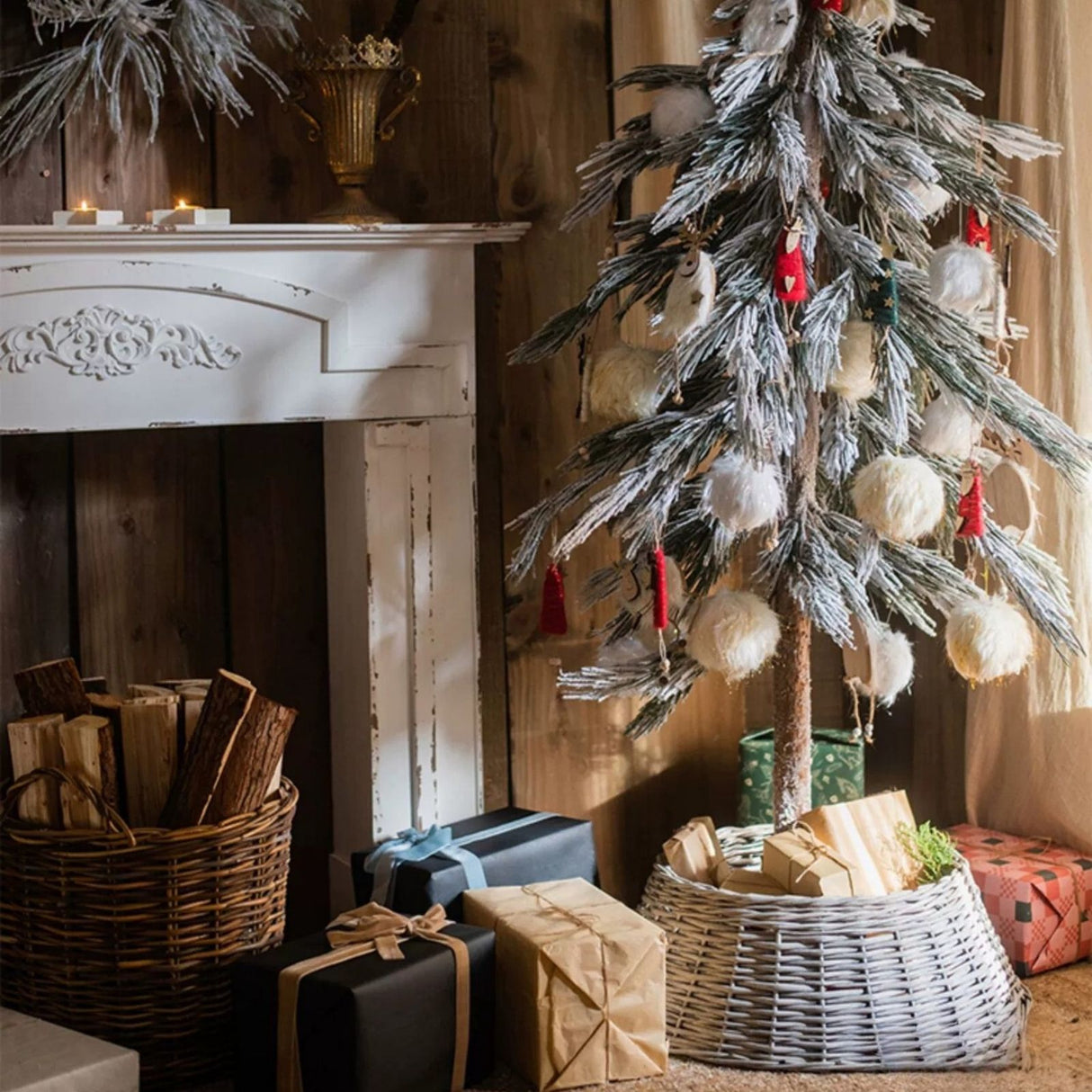Rattan-Weihnachtsbaumkorb Christbaum-Rock Tannenbaum-Kragen Korbabdeckung