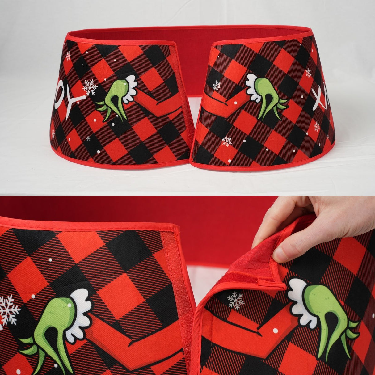 Weihnachtsbaumrock mit Grinch-Motiv Christbaumständer-Kragen Baumständer-Verkleidung