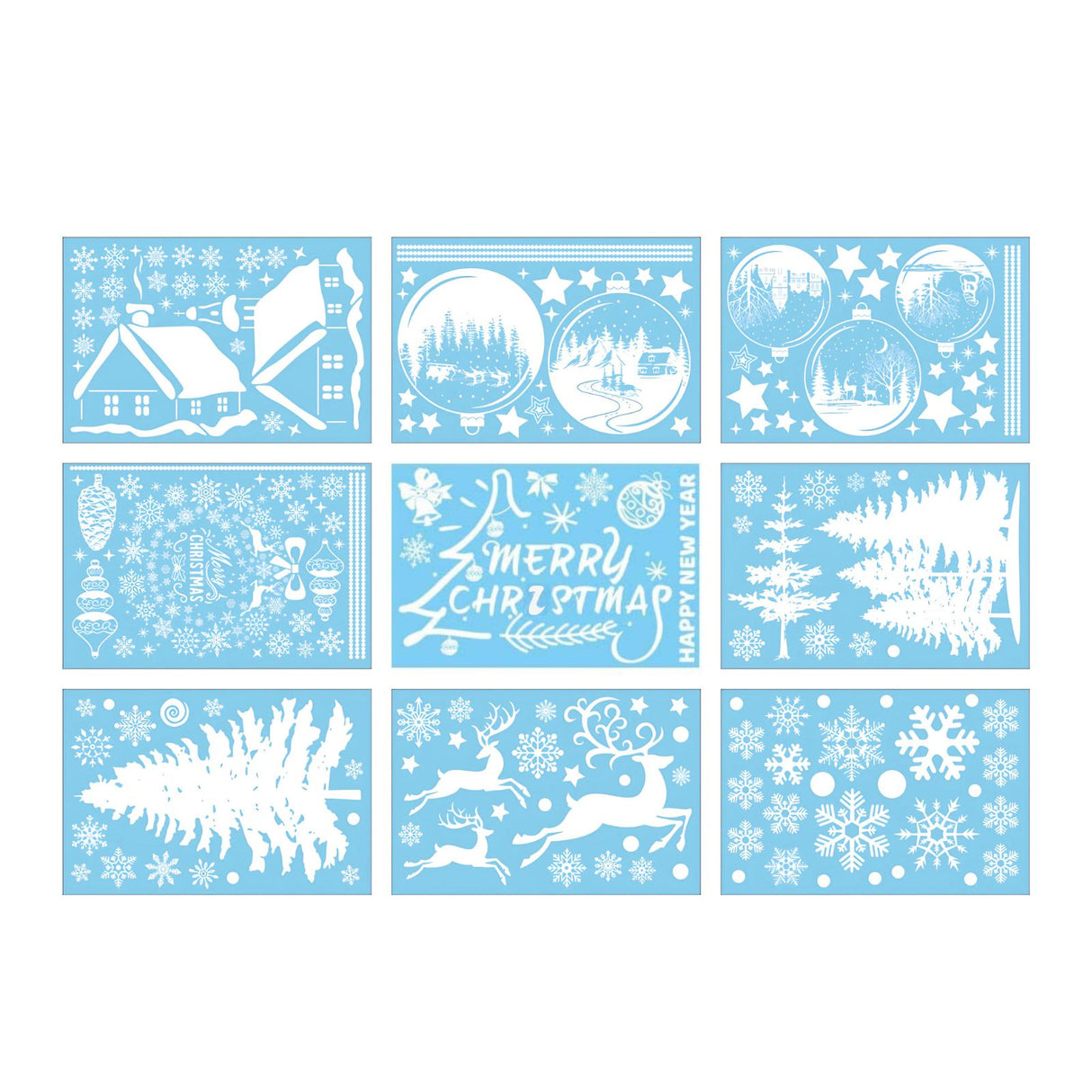 Fenstersticker Merry Christmas Happy New Year Weihnachtsaufkleber DIY Deko Glasfenster