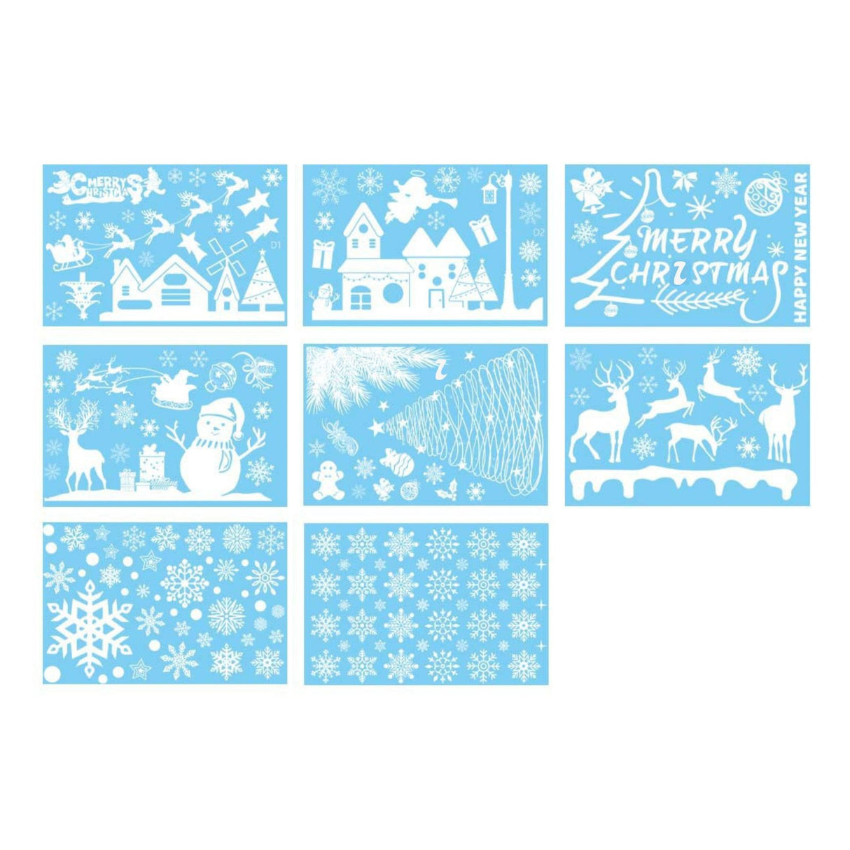 Weihnachtssticker Merry Christmas Happy New Year klebbar Fensterbilder Weihnachtsaufkleber