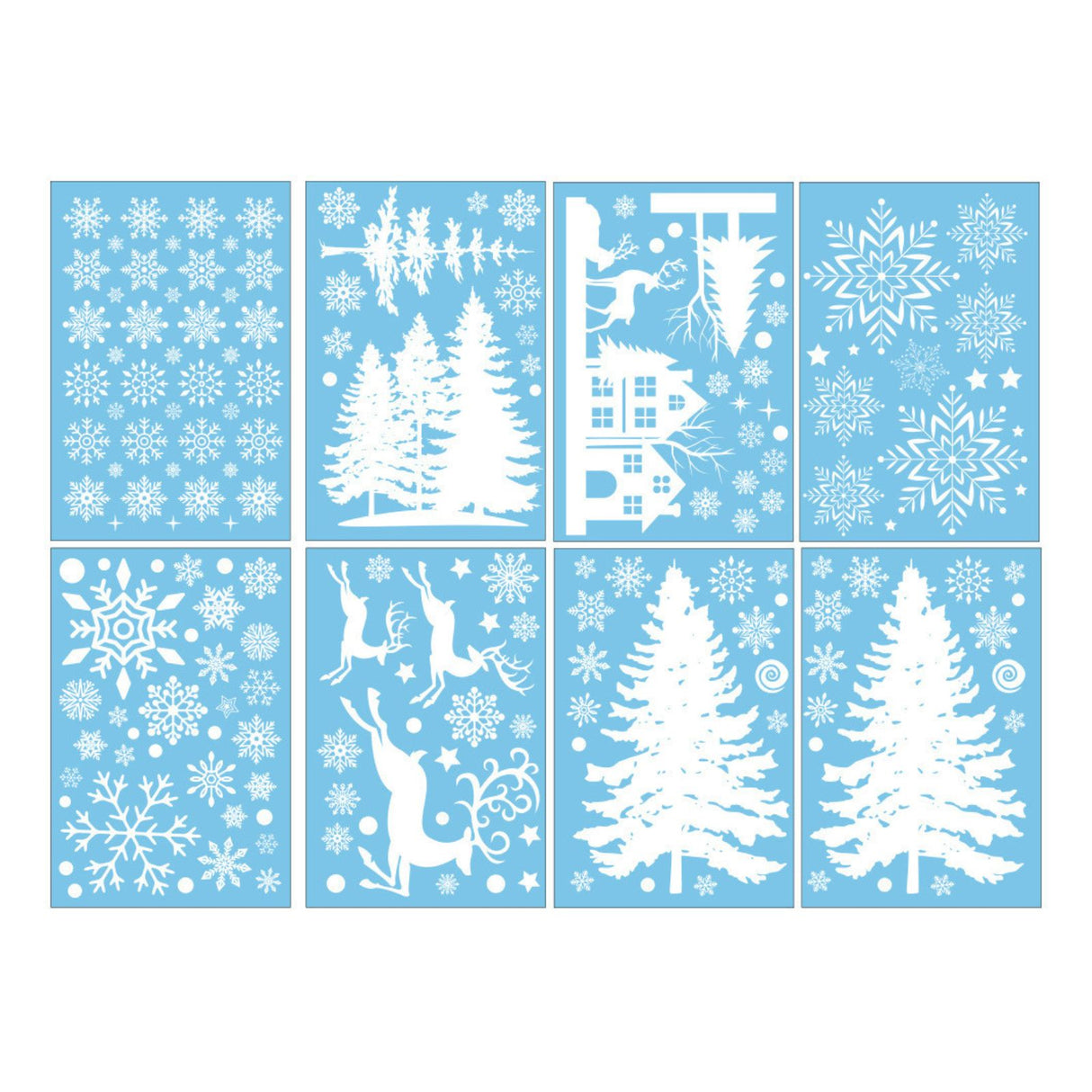 Weihnachtsaufkleber für Fenster Weihnachtssticker Schneeflocken Tannen klebbar Fensterbilder