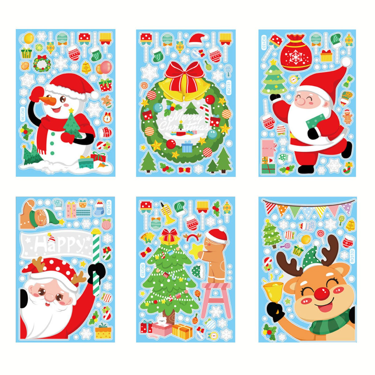 Fensterbilder klebbar Merry Christmas Weihnachtssticker für Kinderfenster Weihnachtsaufkleber