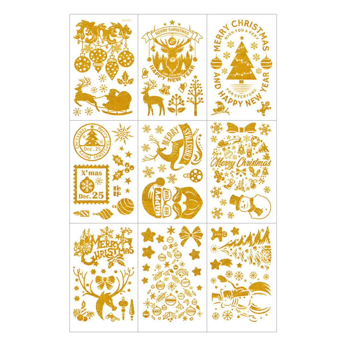 Weihnachtsaufkleber Fenstersticker Merry Christmas Happy New Year DIY Deko