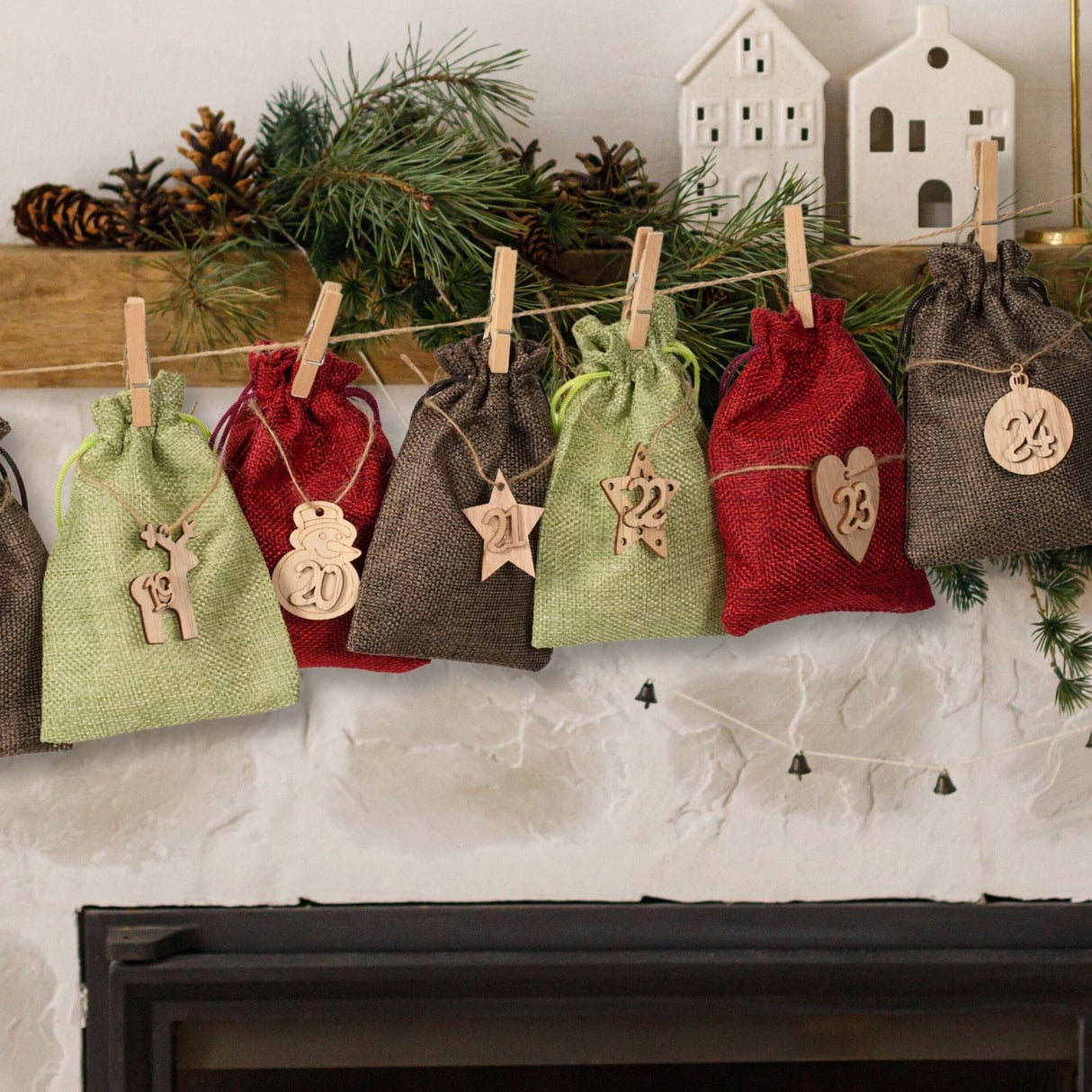Do-It-Yourself-Adventskalender Weihnachtskalender zum Befüllen Jutebeutel