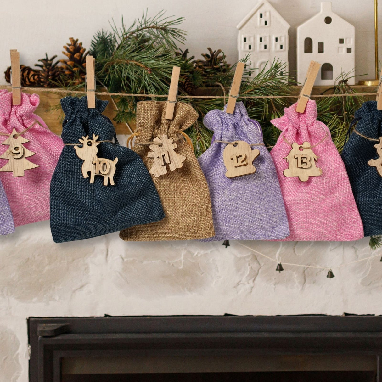 Überraschungskalender Do-It-Yourself-Adventskalender Jutebeutel befüllbar