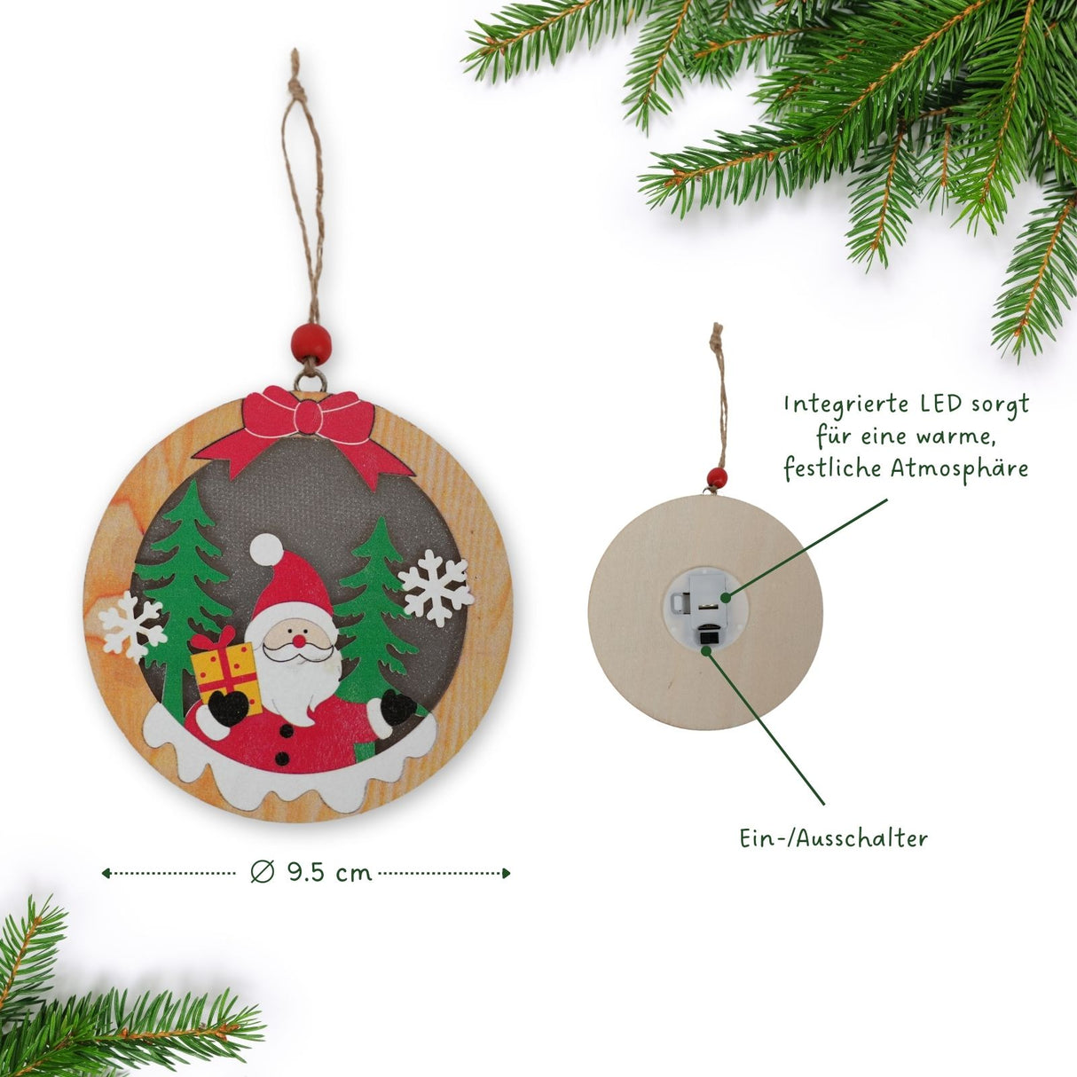 LED-Weihnachtsdekoration Weihnachtsschmuck Weihnachtsbaum-Anhänger Holzdeko