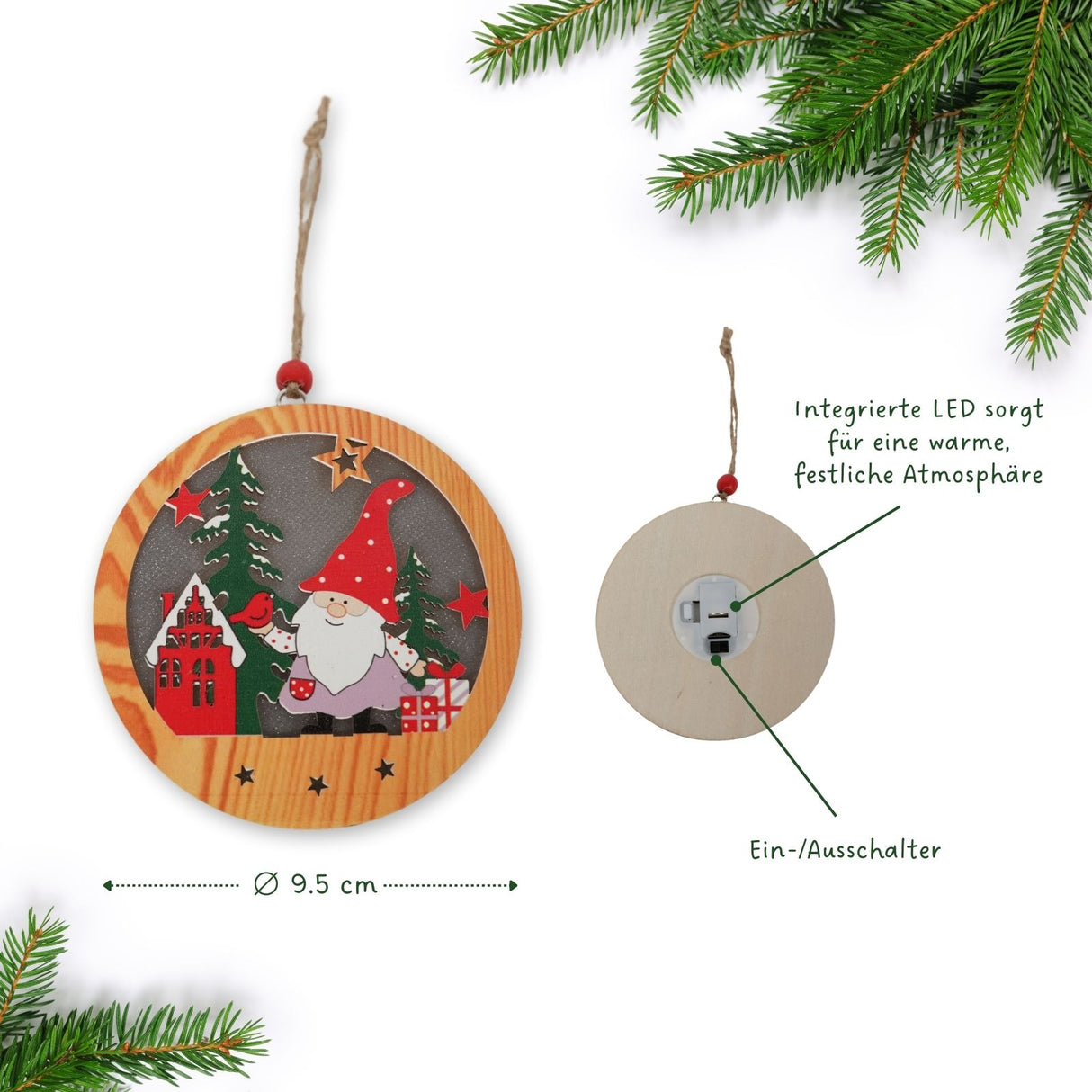 LED-Holzdeko Weihnachtsdekoration Weihnachtsbaum-Anhänger Weihnachtsschmuck