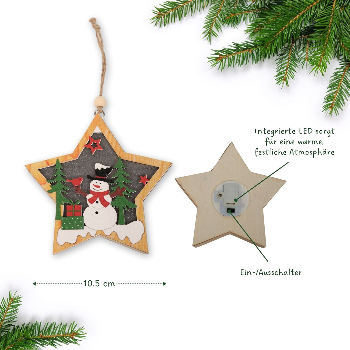 LED-Weihnachtsbaum-Anhänger Weihnachtsschmuck Holzdeko Weihnachtsdekoration