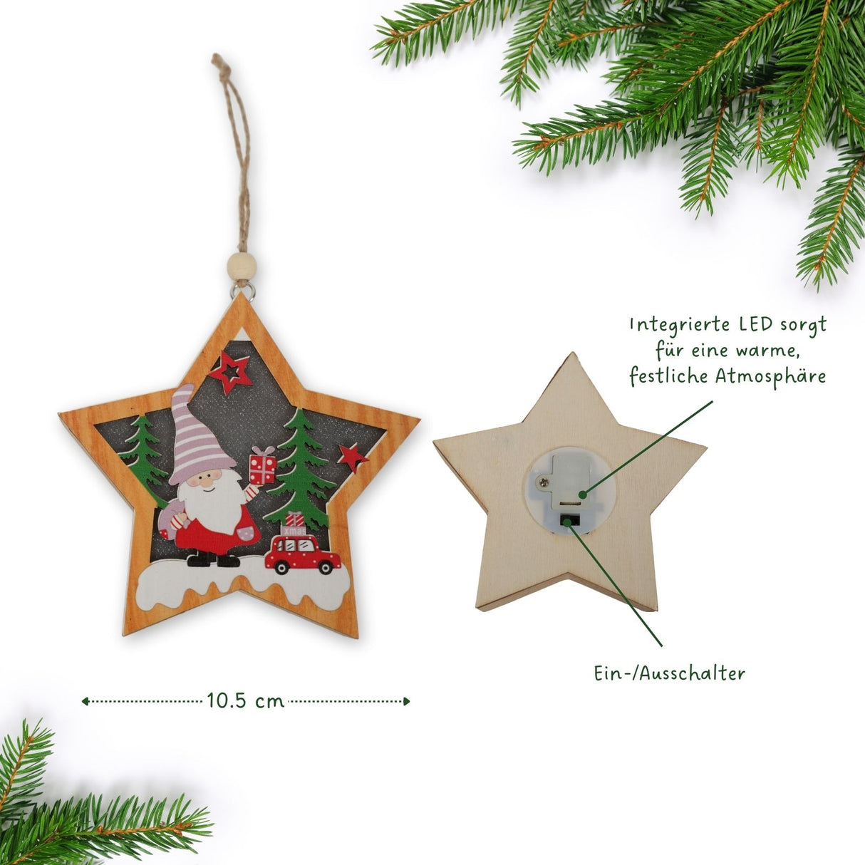 LED-Weihnachtsdekoration Holzdeko Weihnachtsbaum-Anhänger Weihnachtsschmuck