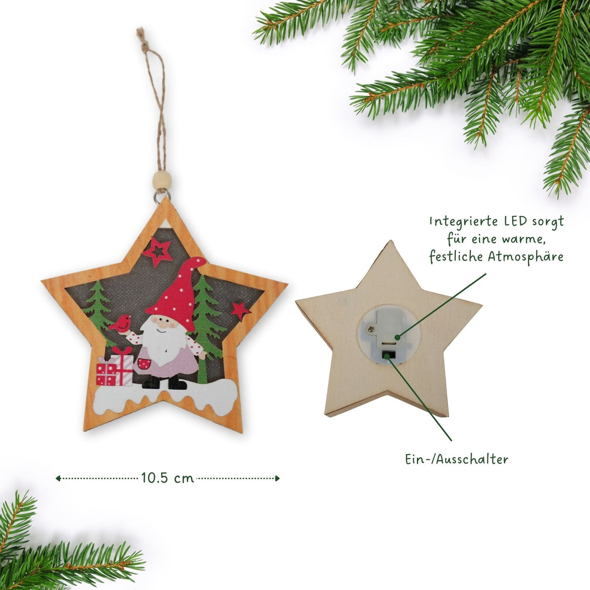 LED-Weihnachtsschmuck Weihnachtsbaum-Anhänger Holzdeko Weihnachtsdekoration