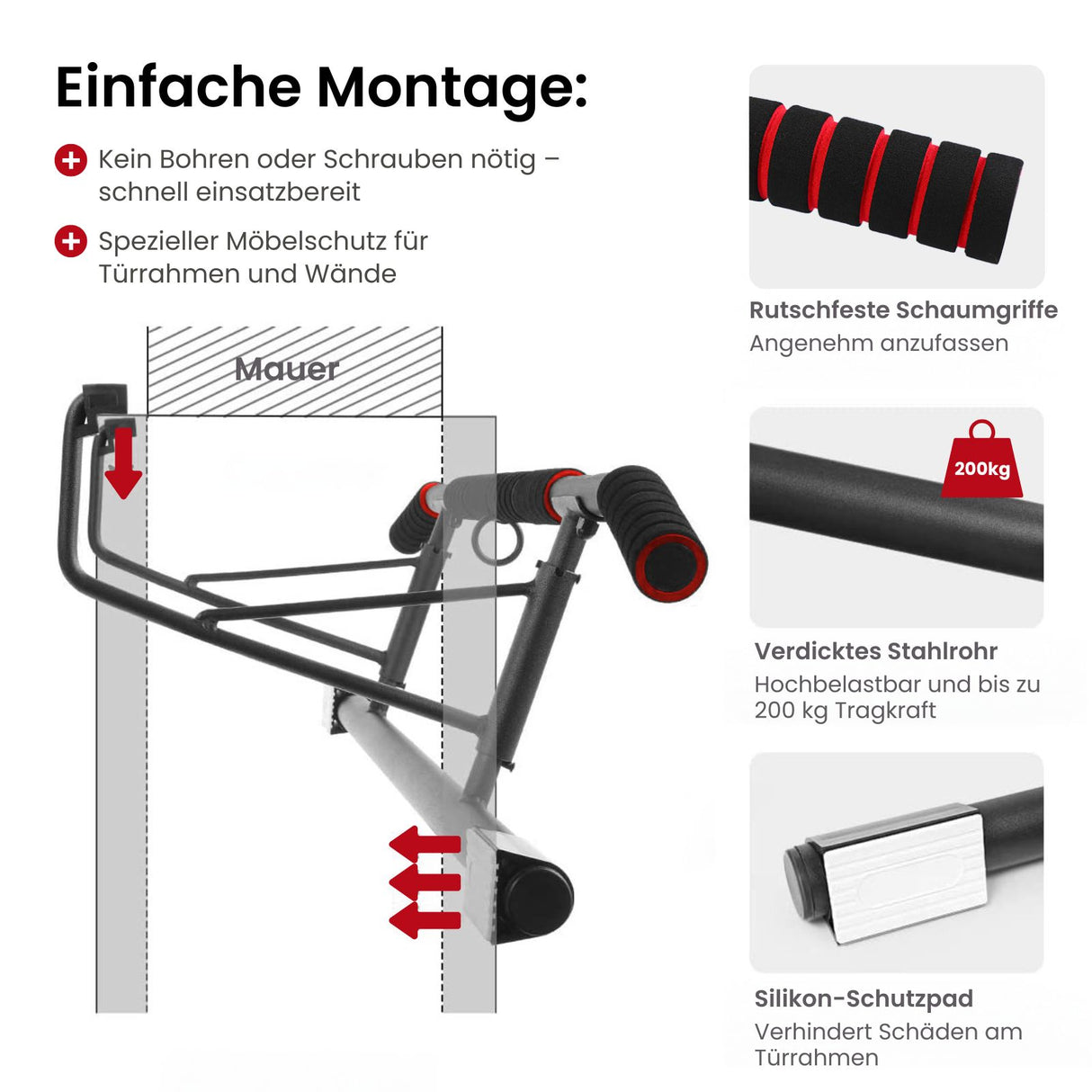 Klimmzugstange Pull-up-Bar Fitnessstange Trainingsstange Fitnessbügel