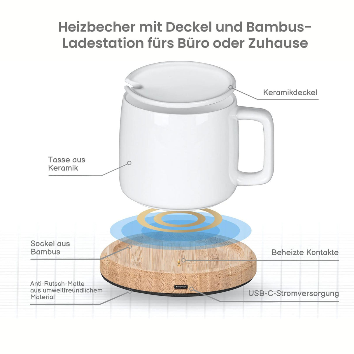 Wärmebecher USB-Thermobecher Heizbecher Becher USB-Kaffeebecher