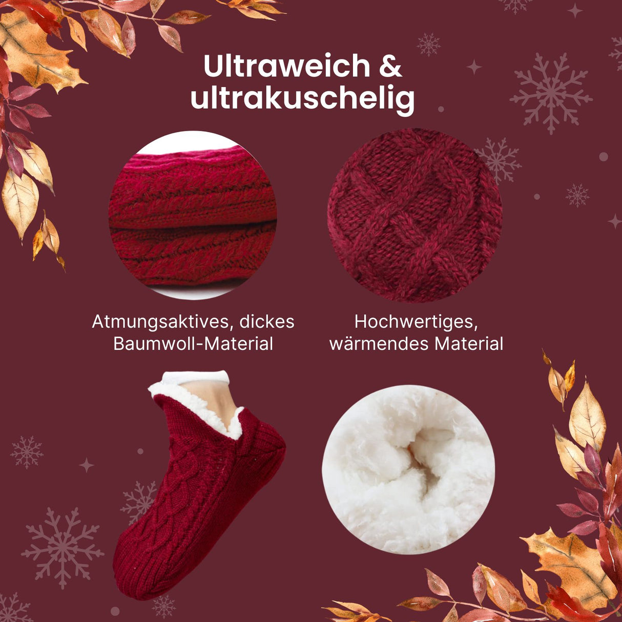 Hausschuhe Gr. 39-42 Wintersocken Pantoffeln Kuschelsocken Fuzzy-Socken