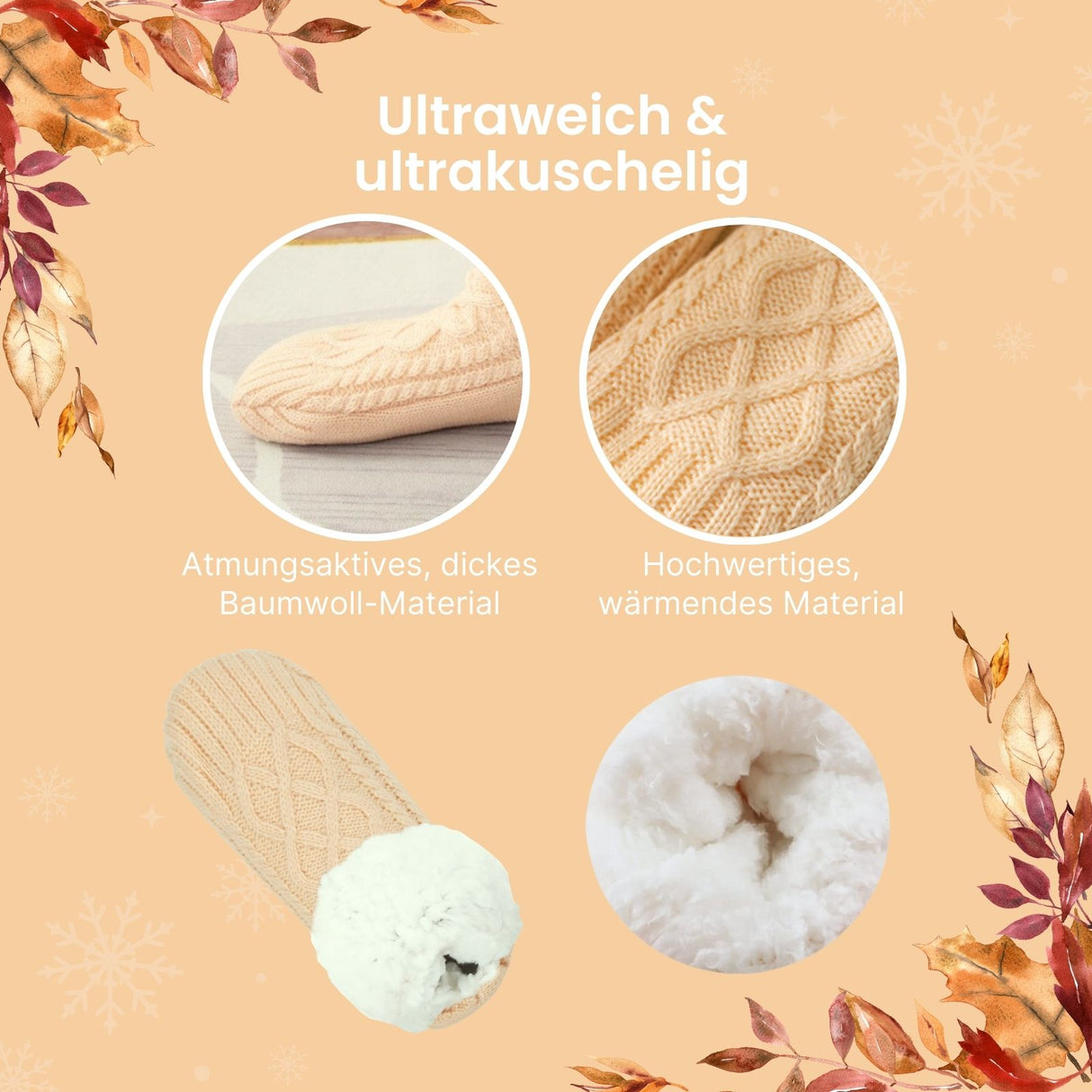 Fuzzy-Socken Gr. 35-38 Hausschuhe Pantoffeln Wintersocken Kuschelsocken