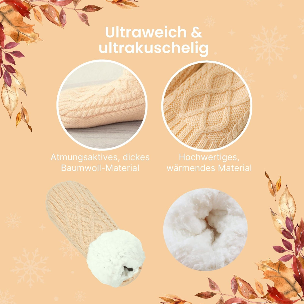 Fuzzy-Socken Gr. 39-42 Hausschuhe Wintersocken Kuschelsocken Pantoffeln