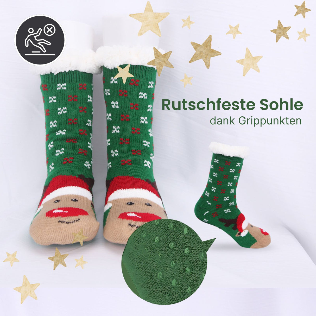 Weihnachtssocken Gr. 42-47 Fuzzy-Socken Wintersocken Kuschelsocken
