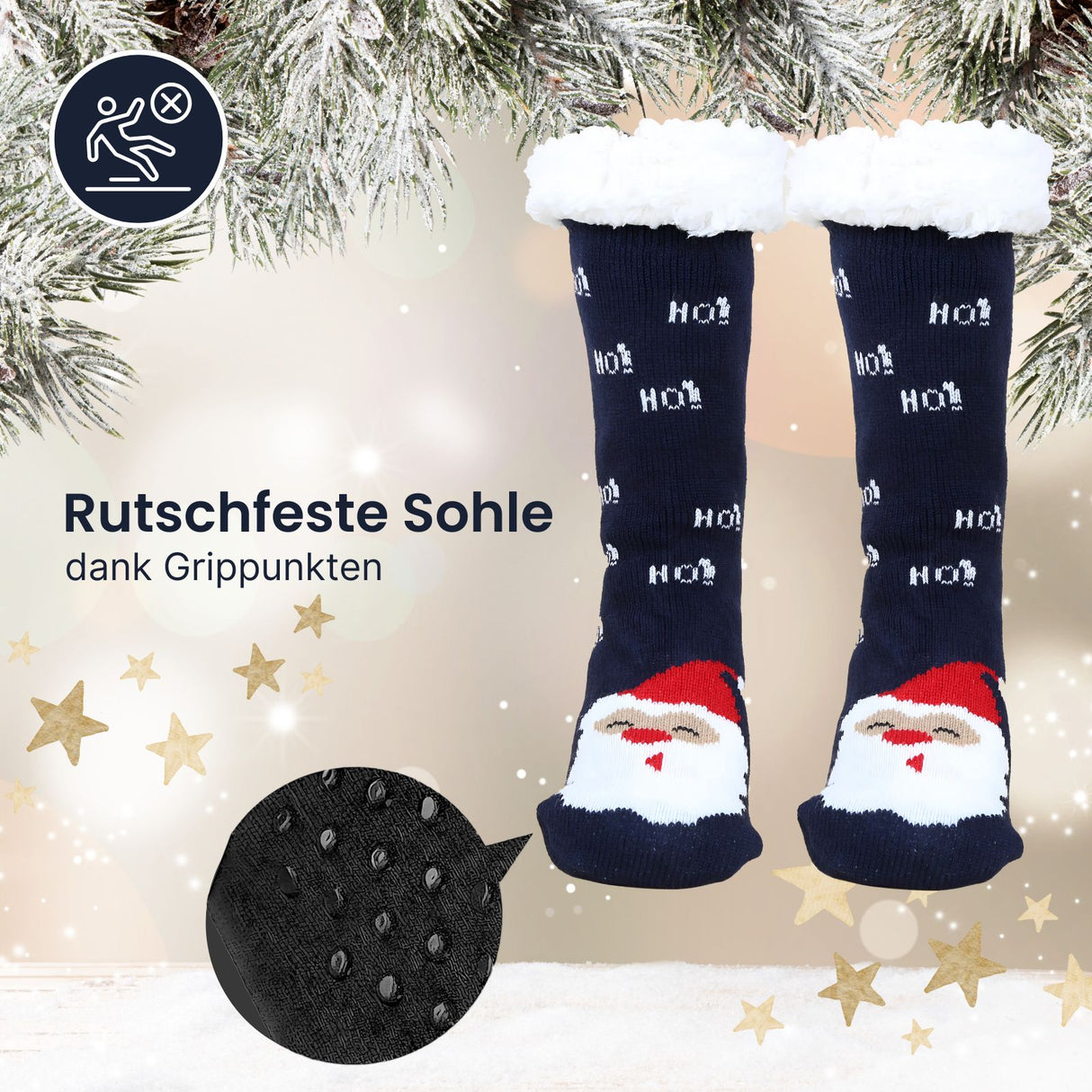 Weihnachtssocken Gr. 42-47 Wintersocken Fuzzy-Socken Kuschelsocken
