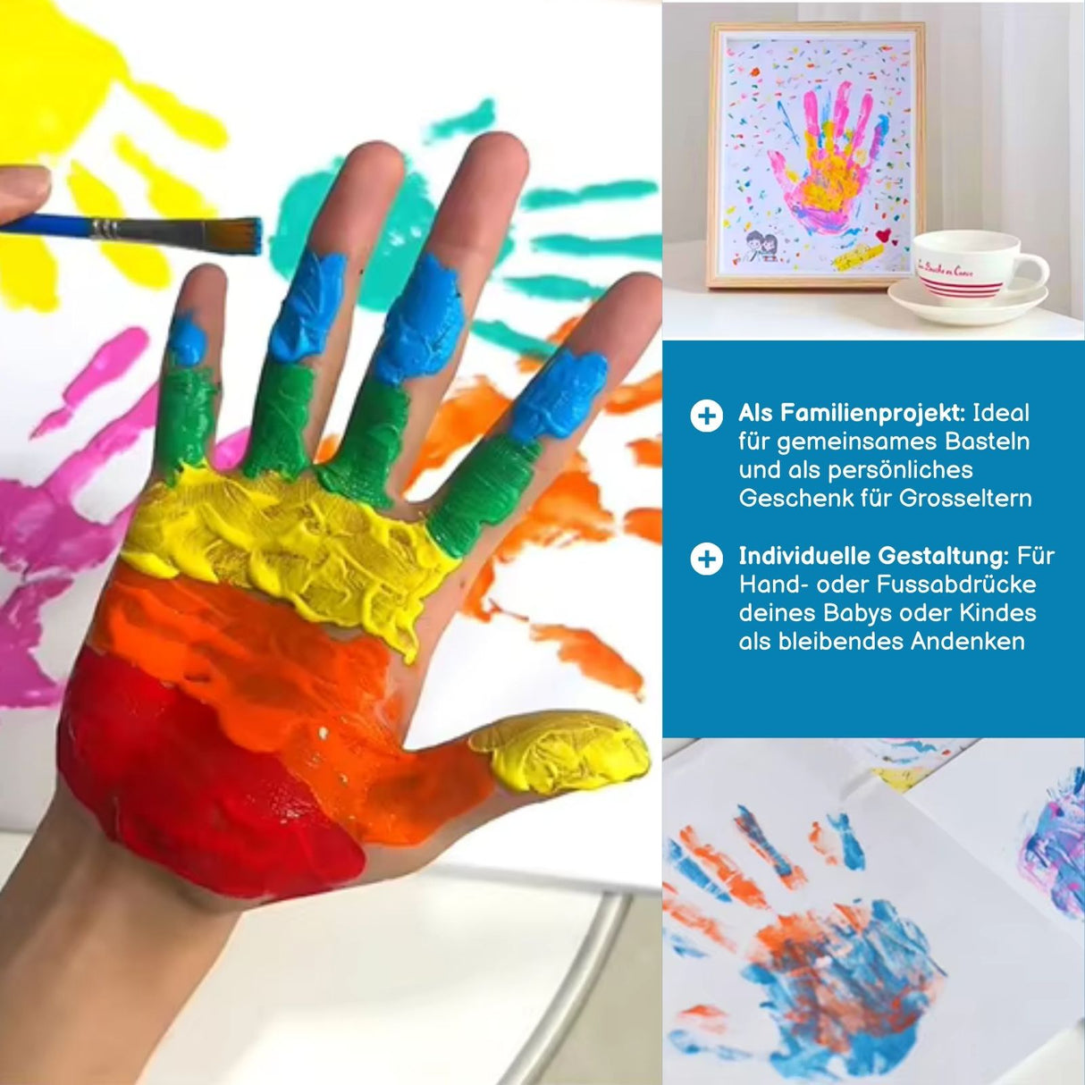 Handabdruck-Bilderrahmenset Bastelset Handabdrücke Baby Hand- und Fussabdruck-Set