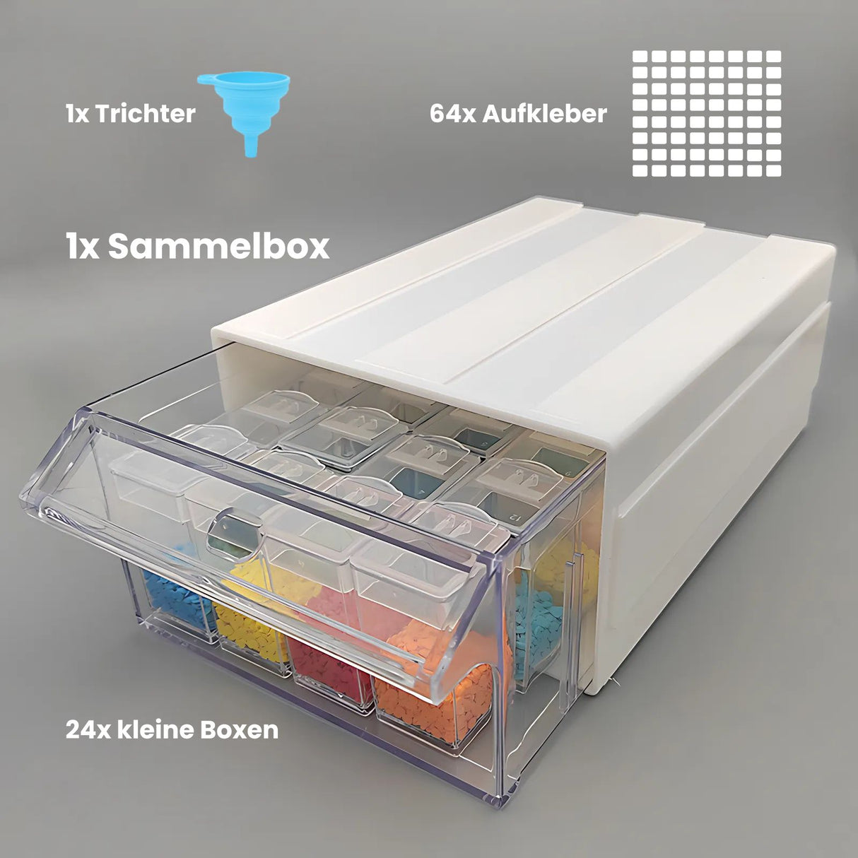 Organizer DIY-Diamant Sortierbox mit Schublade Aufbewahrungsbox Verstaumöglichkeit mit Aufklebern