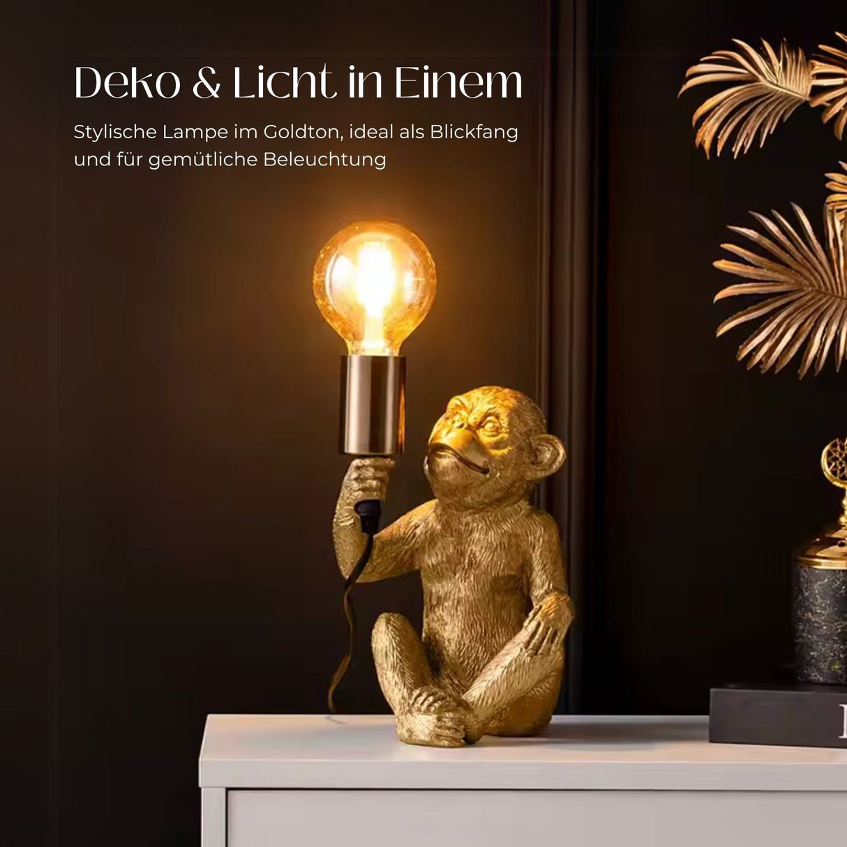Affenlampe Nachttischlampe Tiermotiv-Beleuchtung Affen-Dekoleuchte