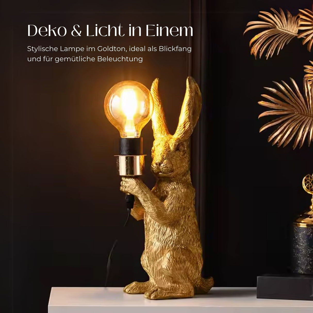 Hasenlampe Nachttischlampe Tiermotiv-Beleuchtung Hasen-Dekoleuchte