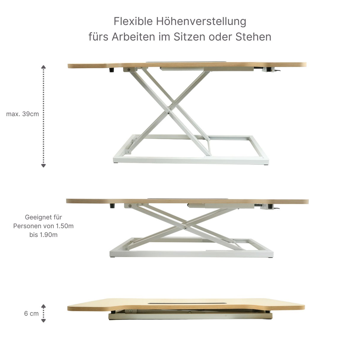 Notebook Schreibtisch pneumatischer Aufsatz Hubtisch Office Desk Bürotisch Arbeitstisch