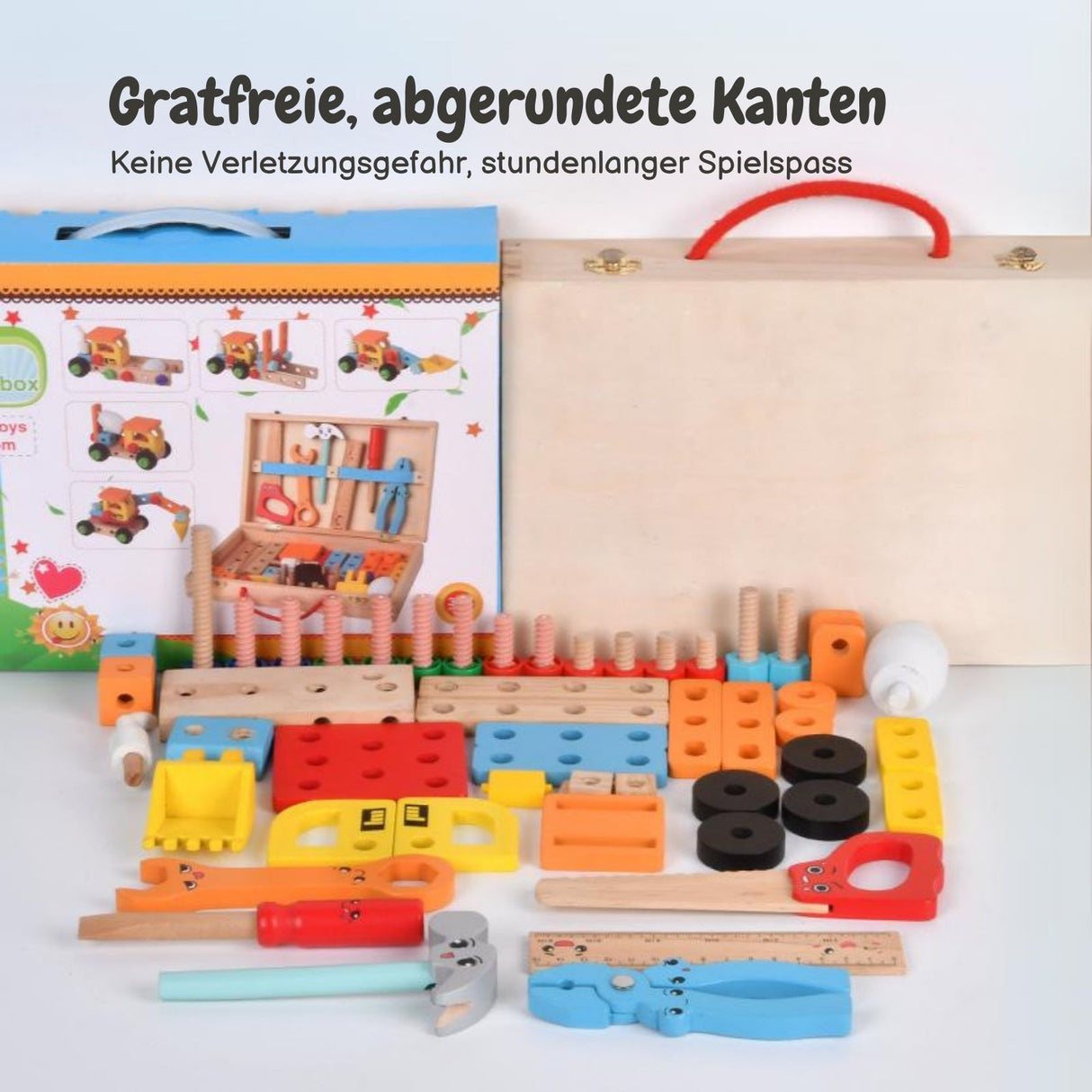 Holz-Werkzeugkasten für Kinder Kinder-Baukasten Fahrzeug-Bausatz Lernspielzeug